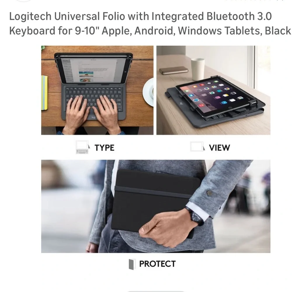 Logitech Universal Folio with Integrated Bluetooth 3.0 Keyboard for 9-10